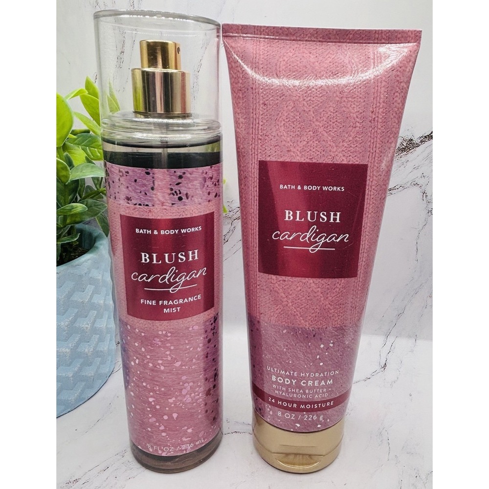 Bath & Body Works Blush Cardigan Fine Fragrance Body Mist & Body Cream Set of 2